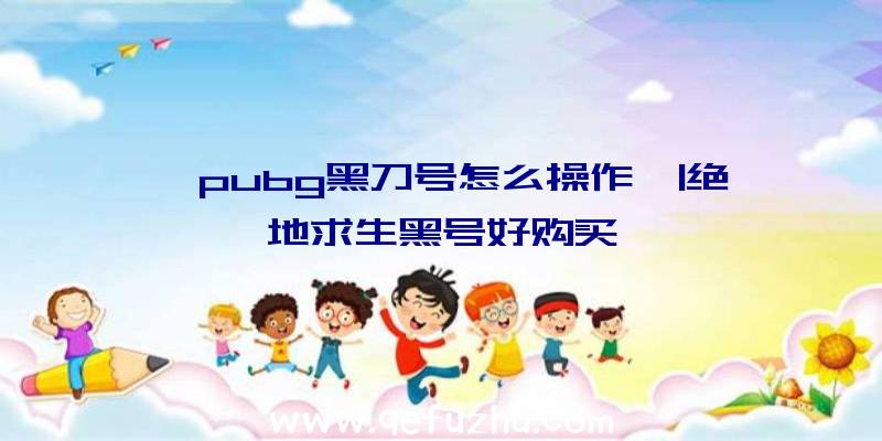 「pubg黑刀号怎么操作」|绝地求生黑号好购买